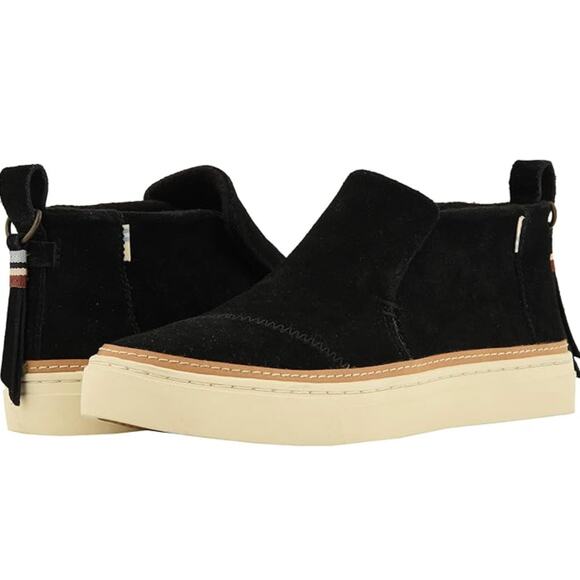 Toms Paxton Suede Boots 10 Black Ankle Booties Sneakers Comfort Travel - Picture 1 of 8
